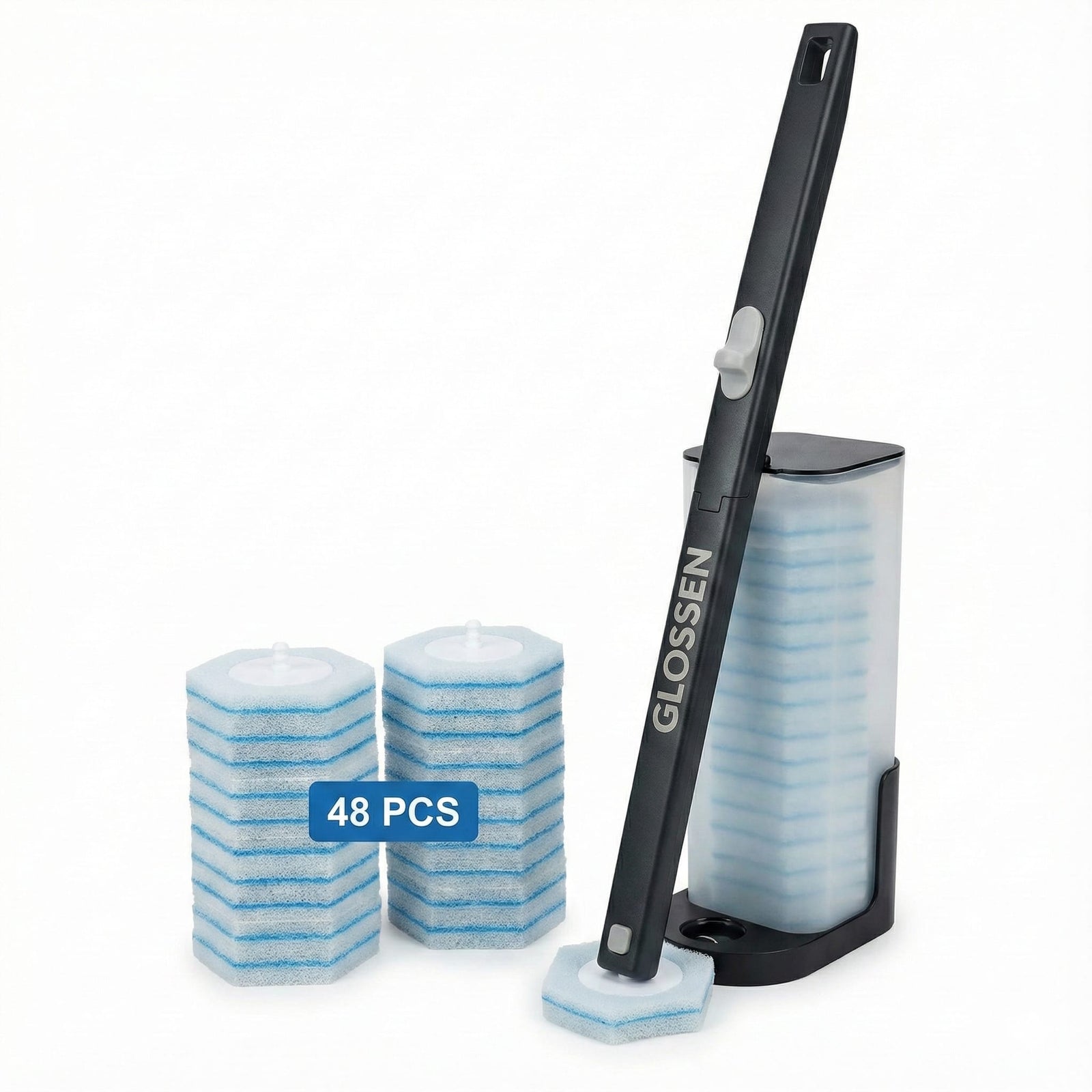 GLOSSEN Disposable Toilet Brush - Cleaner With 48 Refill Pads