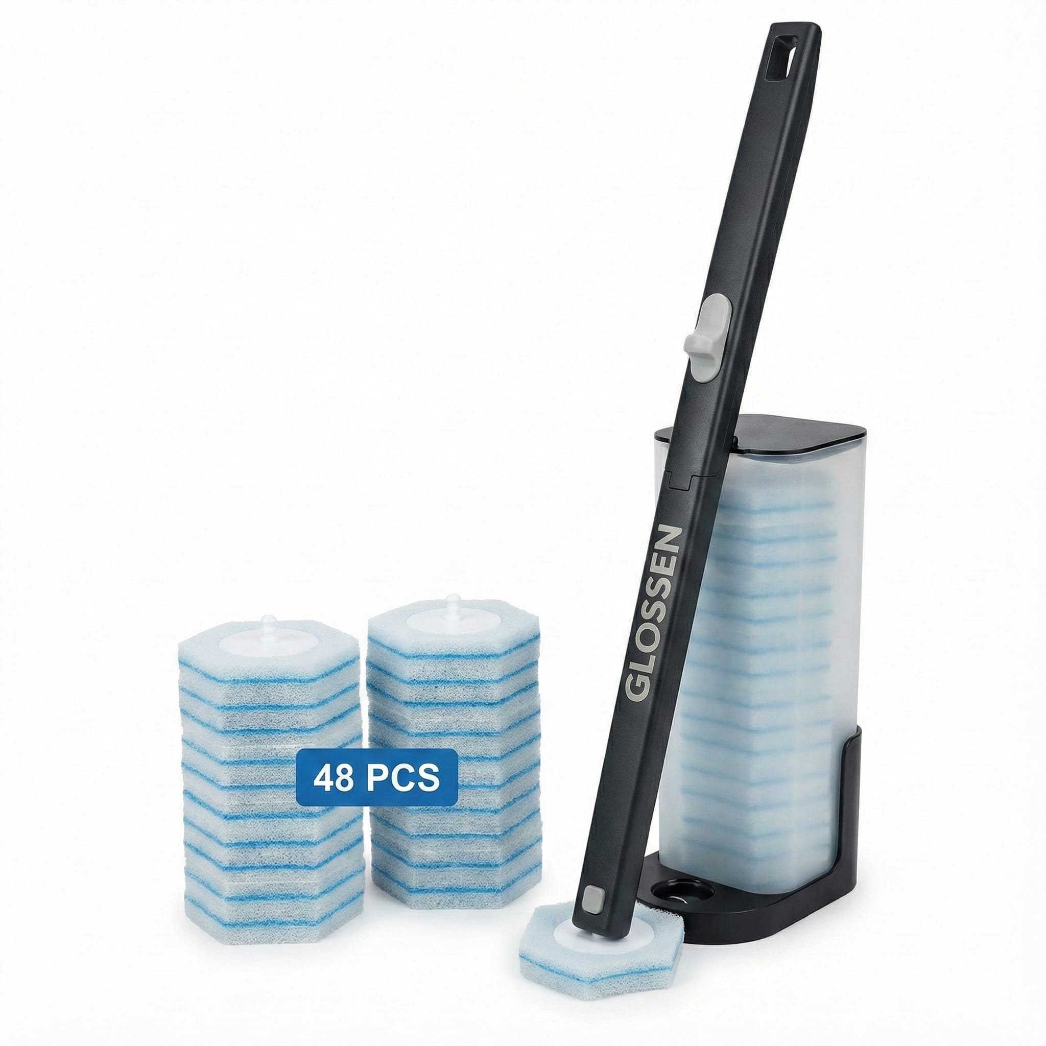 GLOSSEN Disposable Toilet Brush - Cleaner With 48 Refill Pads