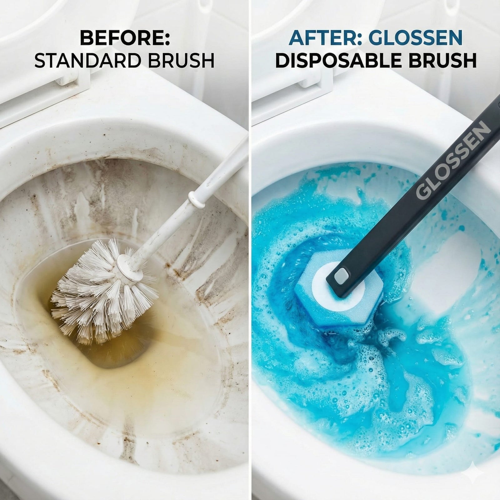 GLOSSEN Disposable Toilet Brush - Cleaner With 48 Refill Pads
